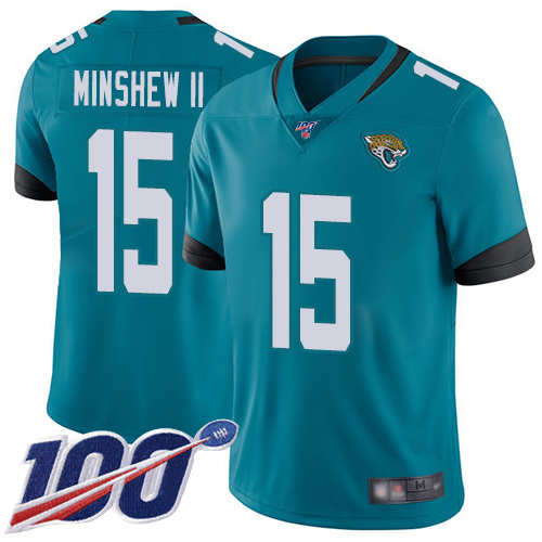 Jacksonville Jaguars 15 Gardner Minshew II Teal Green Alternate Youth Stitched NFL 100th Season Vapor Limited Jersey